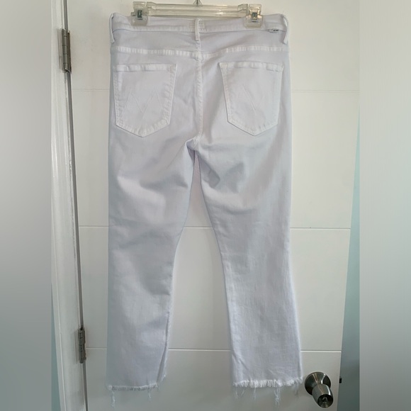 MOTHER The Insider Crop Step Fray in Fairest of them All White Jeans Denim 31 - Picture 11 of 16